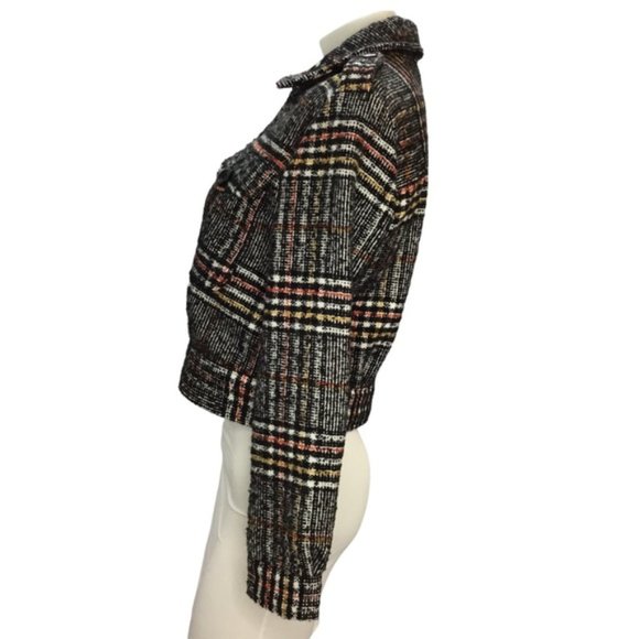 Free People Slouchy Eisenhower Gray Plaid Cropped Jacket Size XS - Picture 9 of 14